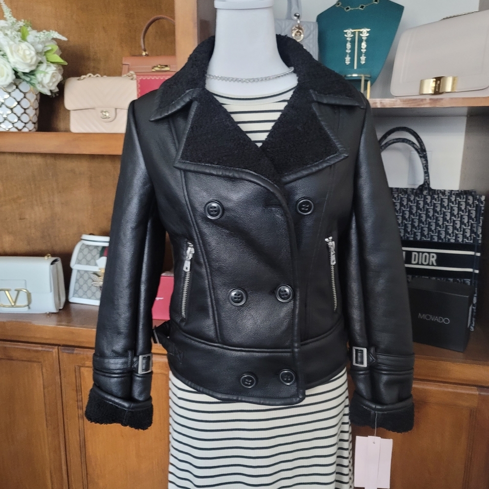 Avec Les Filles Vegan Leather Moto Jacket